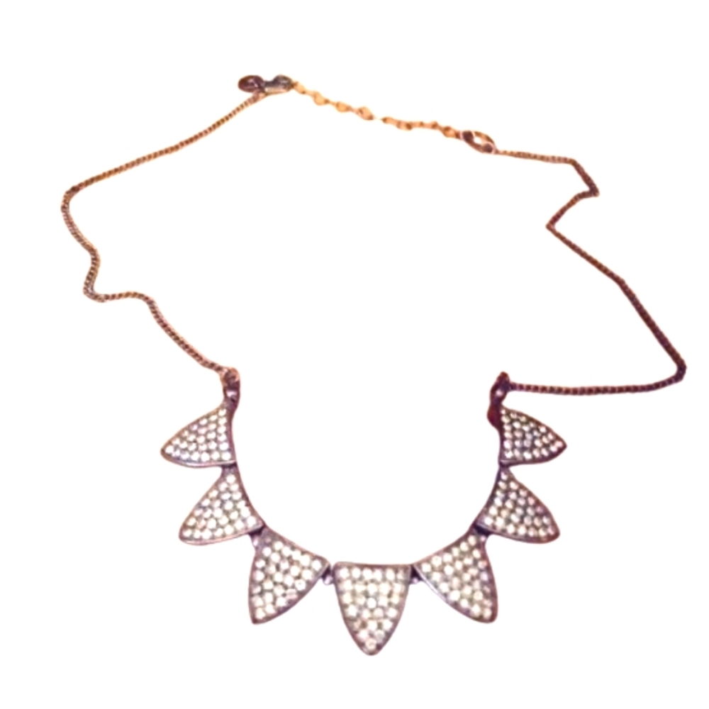 **FREE* W/ Purchase!* Necklace Silver Elegant with Triangle Pendants Rhinestones
